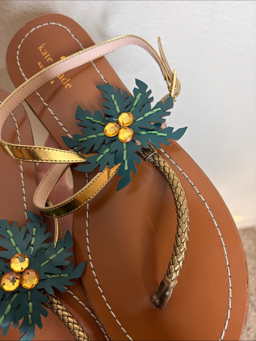 Kate Spade | Women’s Solana Palm Tree Sandals Size 10 - Picture 4 of 6
